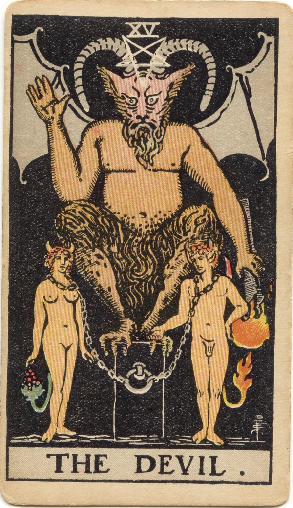 The Devil, tarot card from the 1909 Rider–Waite deck