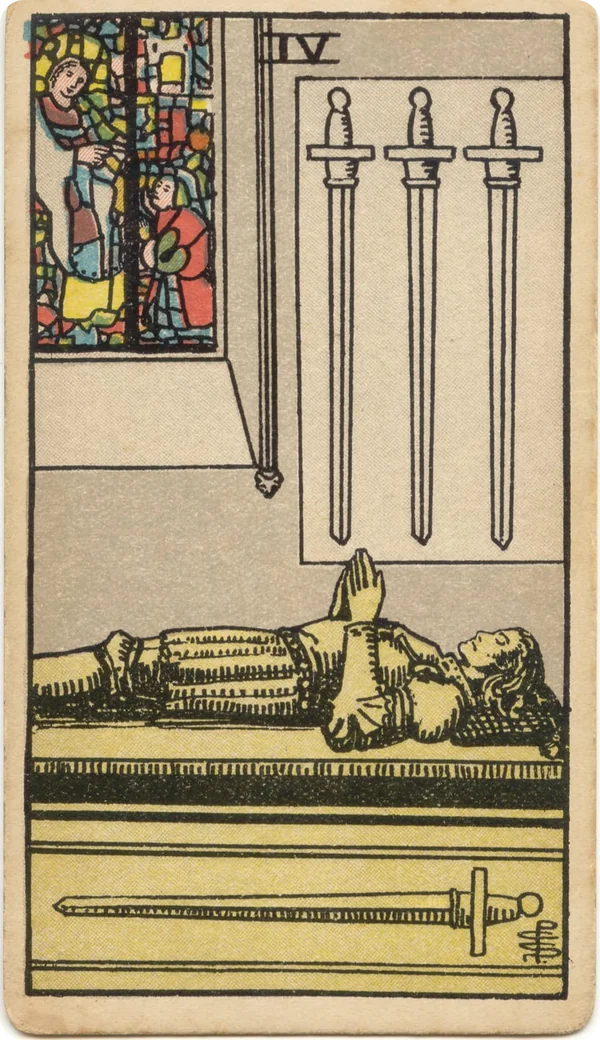 Four of Swords, tarot card from the 1909 Rider–Waite deck