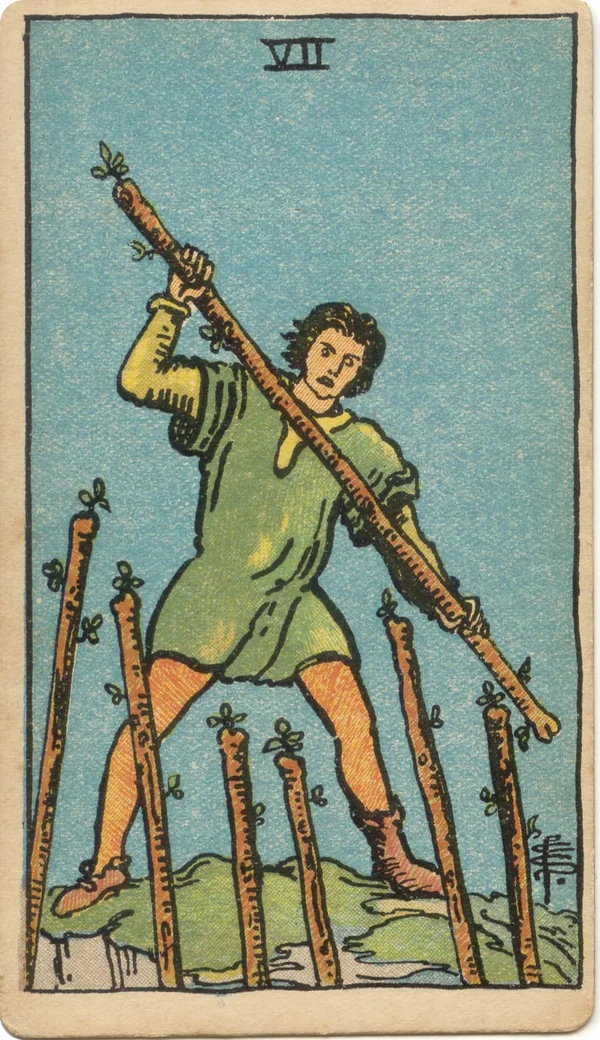 Сімка Жезлів, карта Таро з колоди Райдера–Уейта 1909 року
