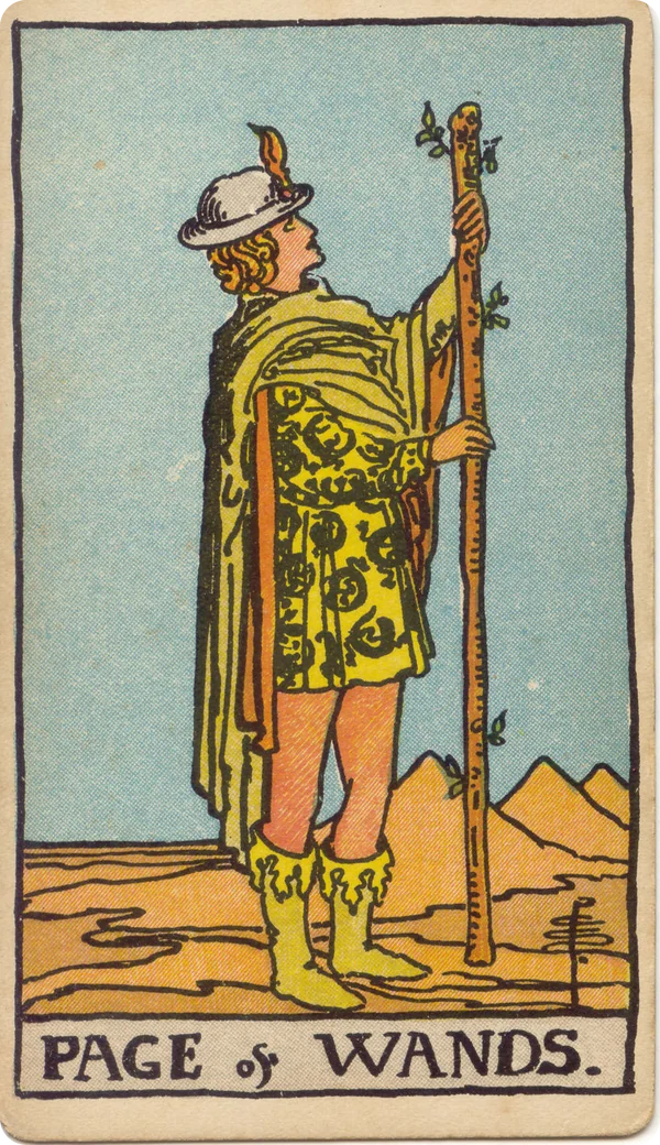 Паж Жезлов, карта Таро из колоды Райдера–Уэйта 1909 года